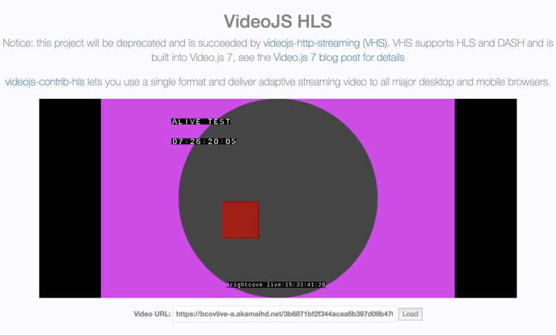 VideoJS HLS playback demo page videojs-hls-playback